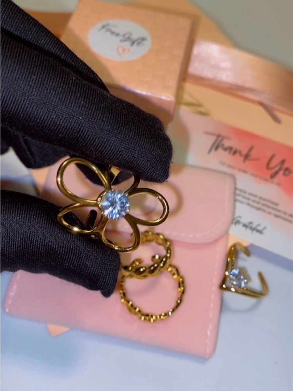 4PC Gold Adjustable Ring Stack